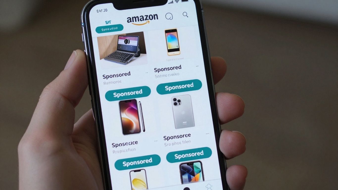 Amazon Sponsored Products on a smartphone screen.