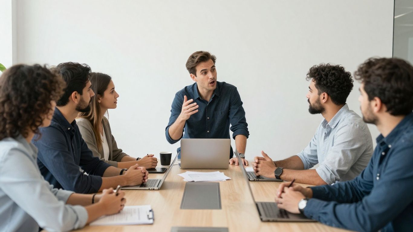 Startup team collaborating on revenue growth strategy.