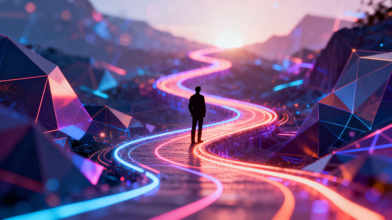 Digital marketing career path illustration with upward trajectory.