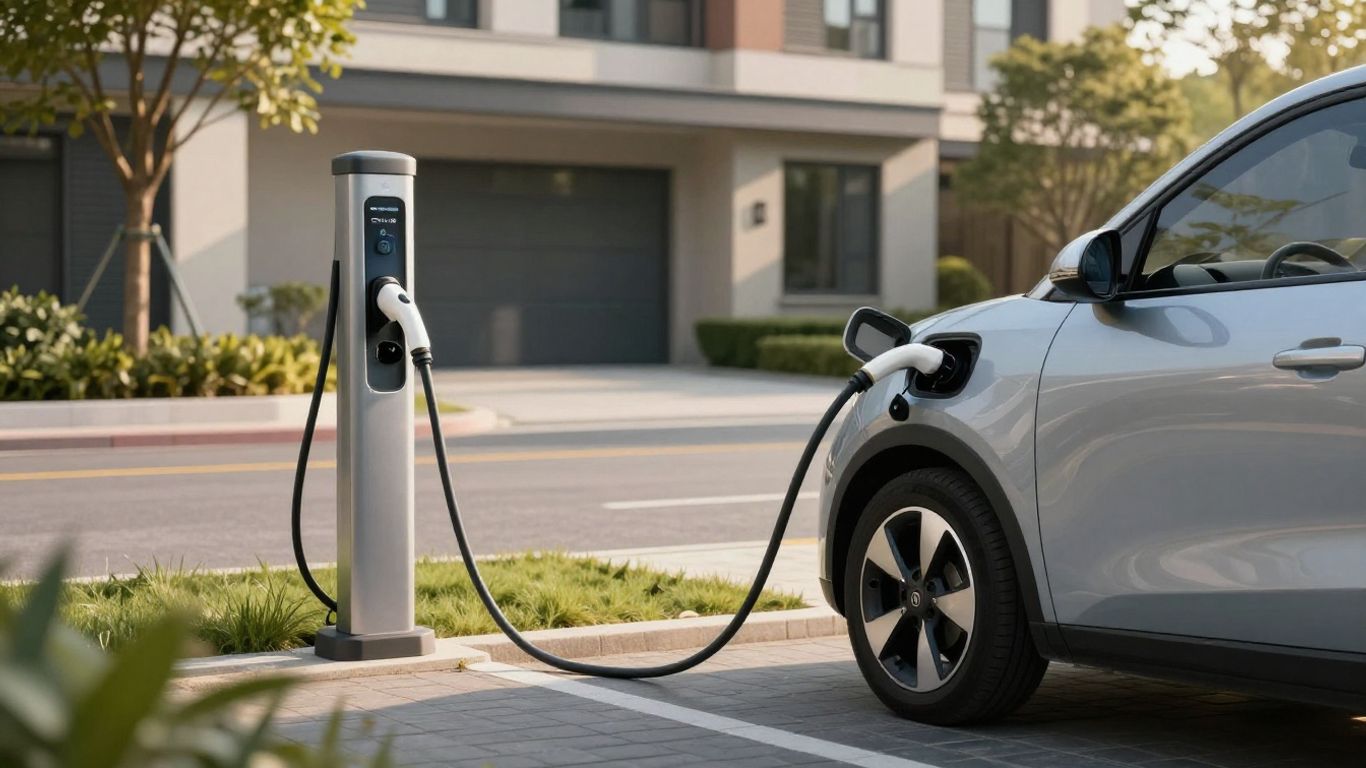 Modernes Elektroauto an einer Ladestation