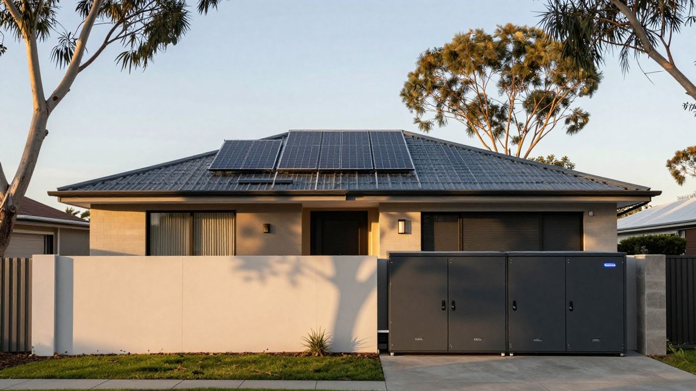 Modular home battery beside Australian solar inverter