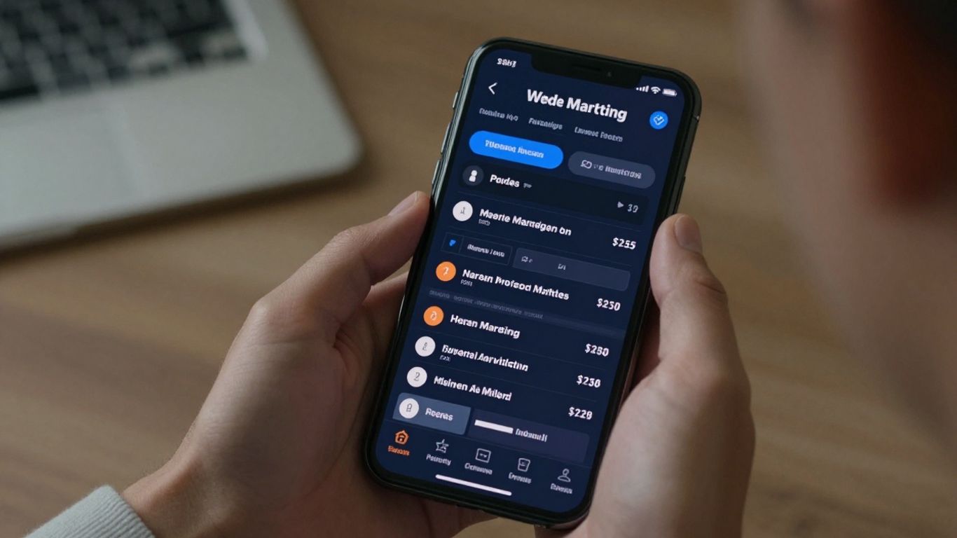 Affiliate marketing dashboard on a smartphone screen.