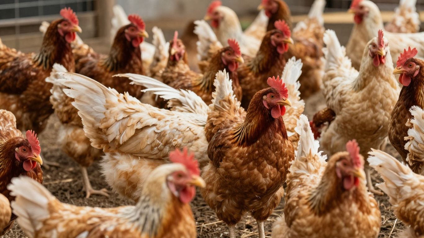 Kury cierpiące z powodu stresu cieplnego na farmie.