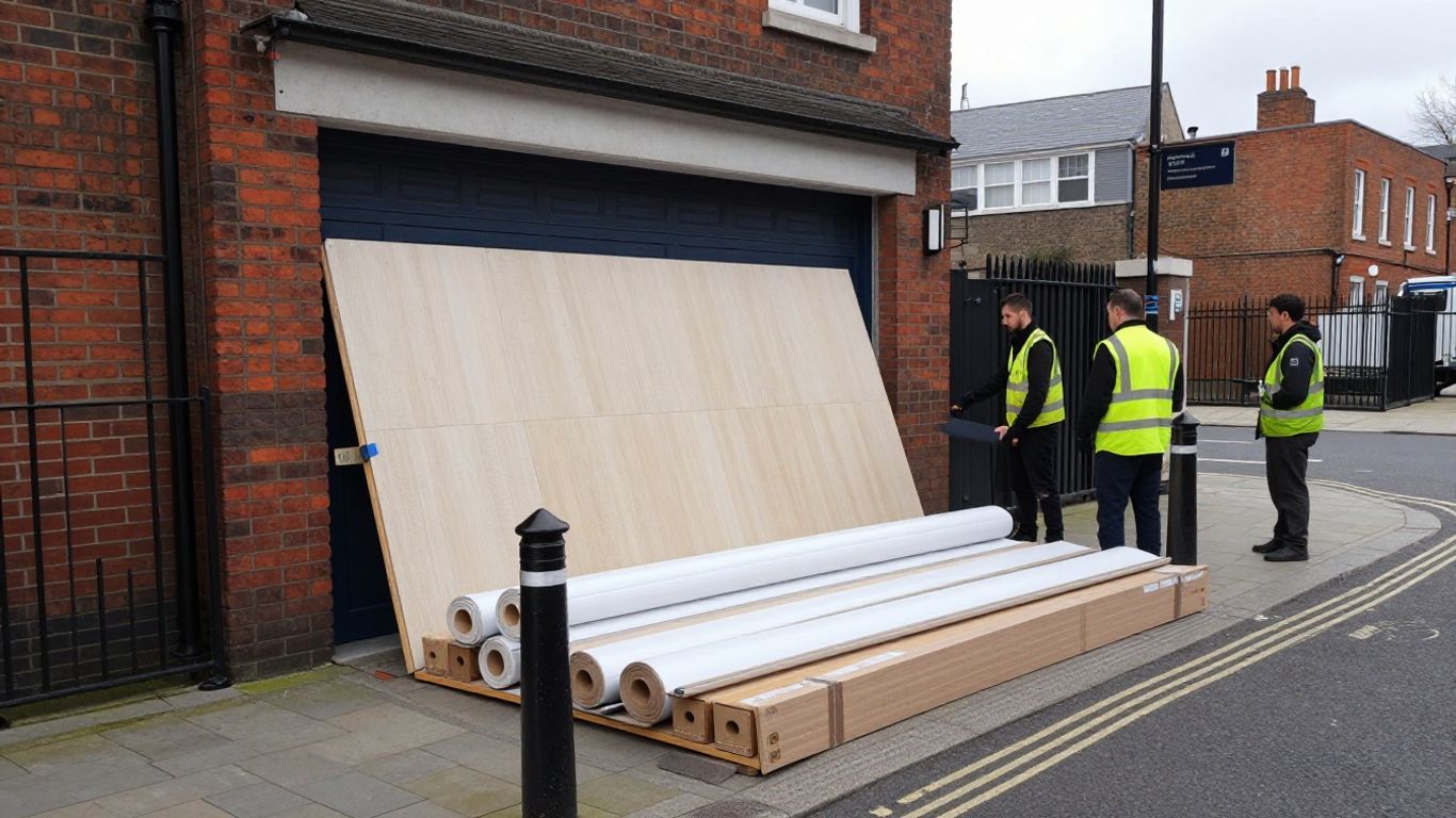 Flooring delivery arriving at London school
