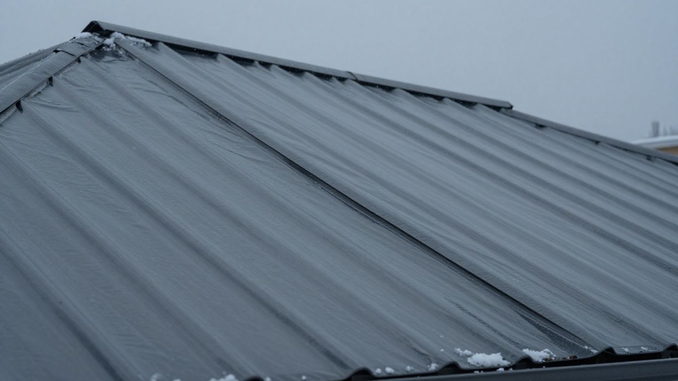 Roof with silicon coating in snowy weather.