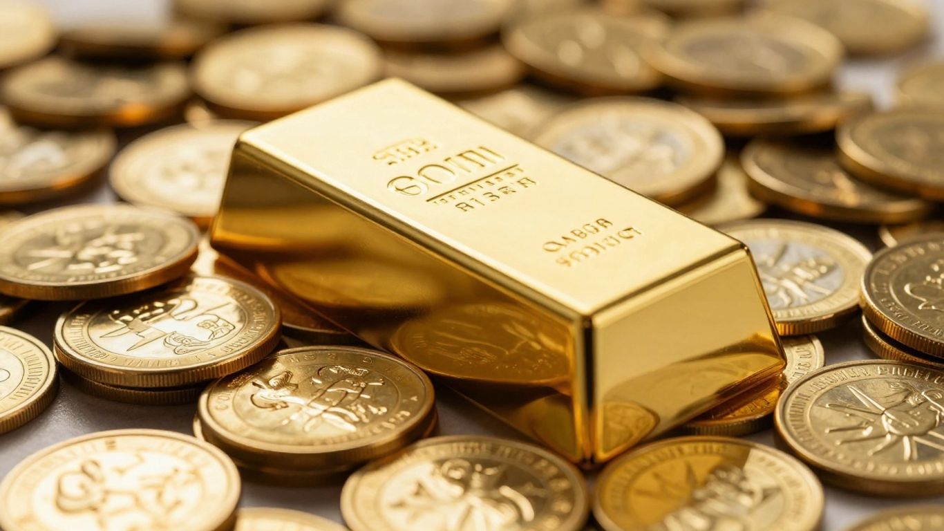 闪亮的金条和金币