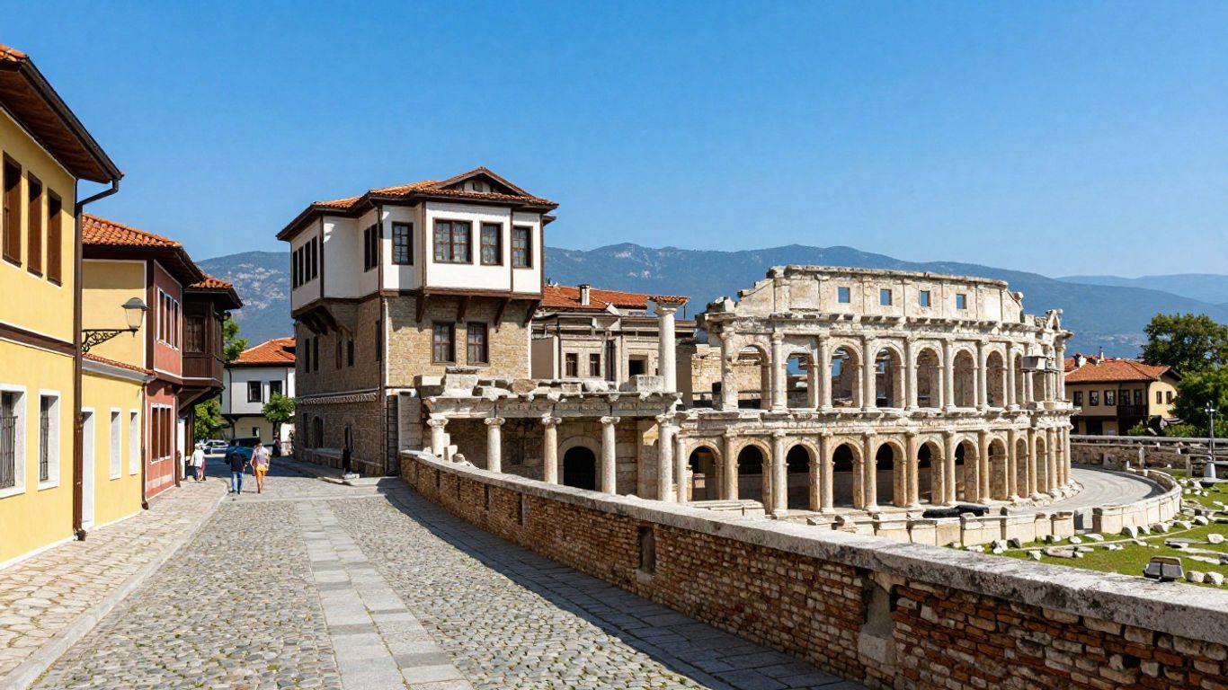 Ancient Roman amphitheater in Plovdiv, Bulgaria