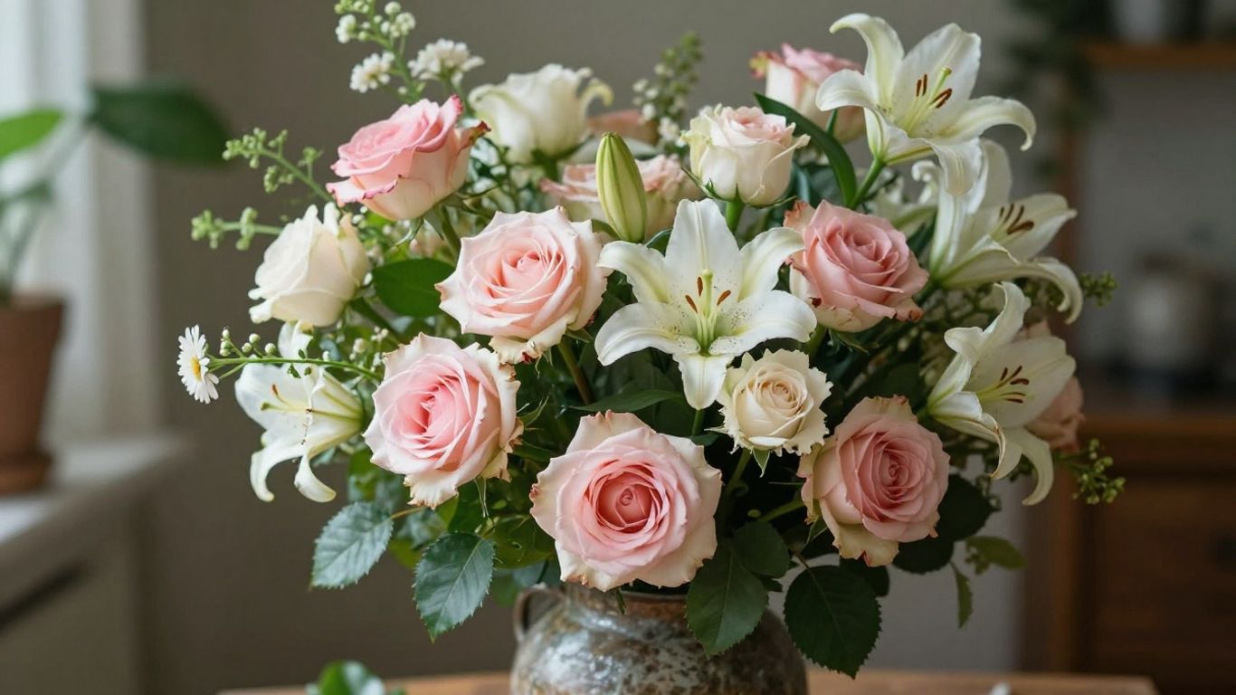 Vibrant floral arrangement from Fig & Bloom florist.