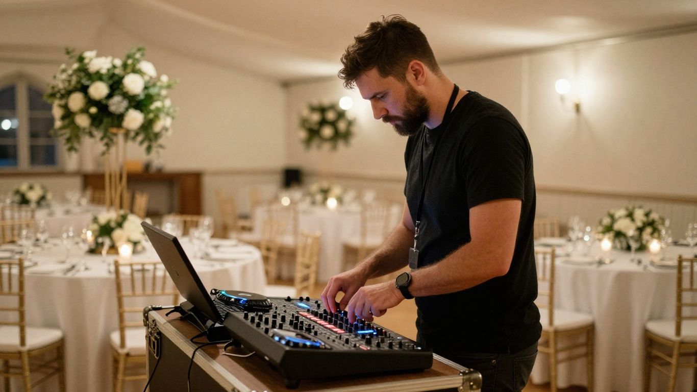 DJ préparant une soirée de mariage élégante