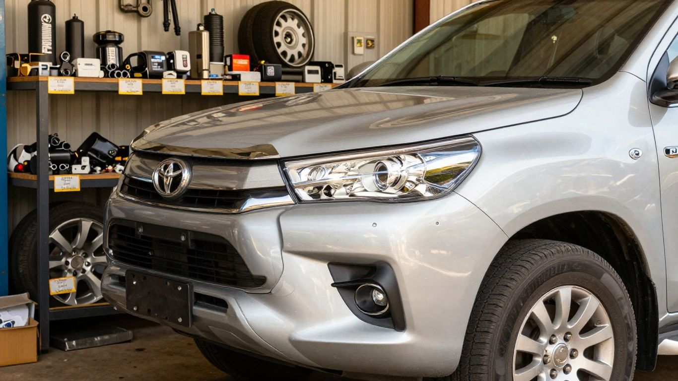 Toyota Hilux parts arranged for careful identification