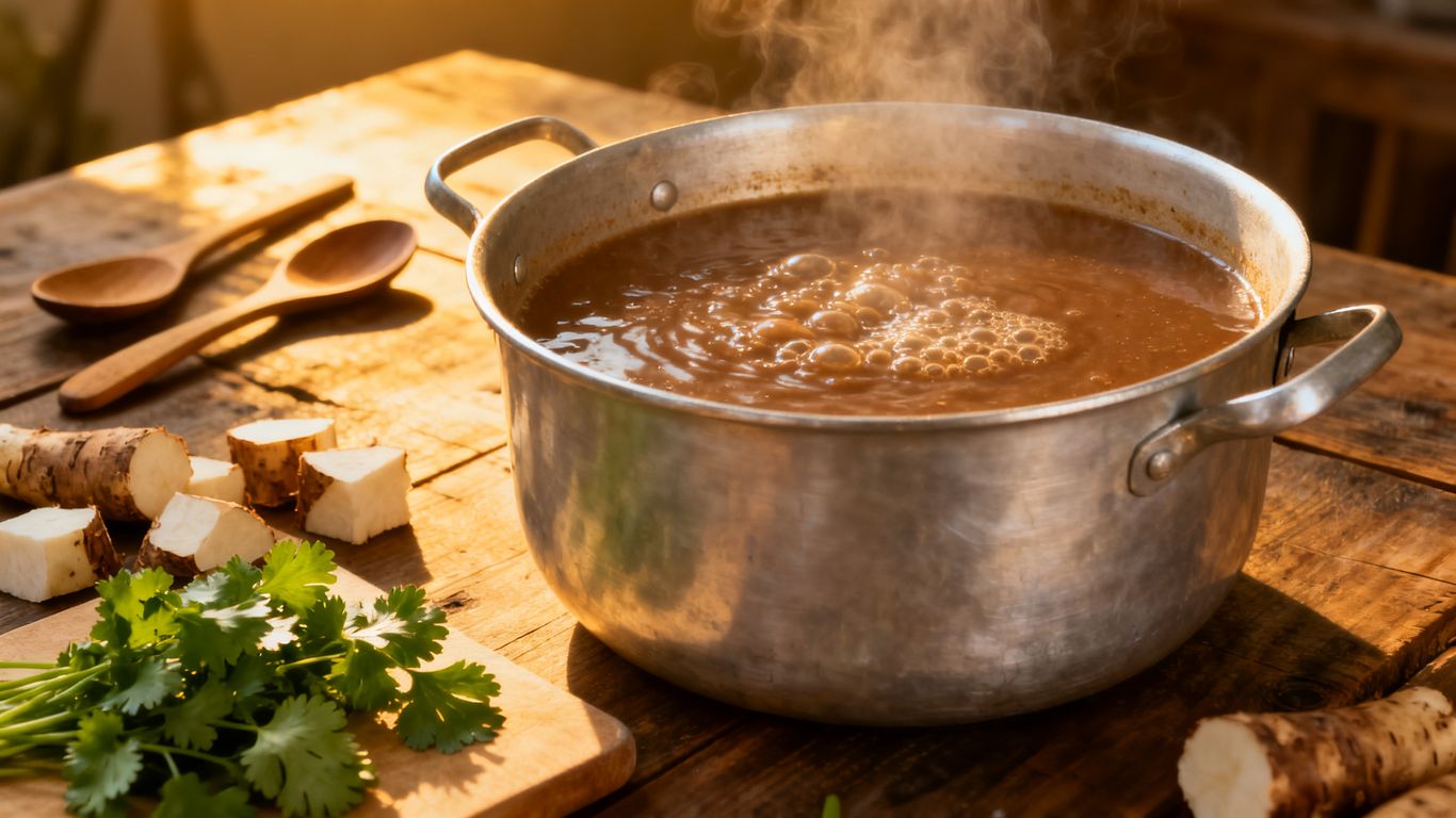 Traditional Andean soup preparation