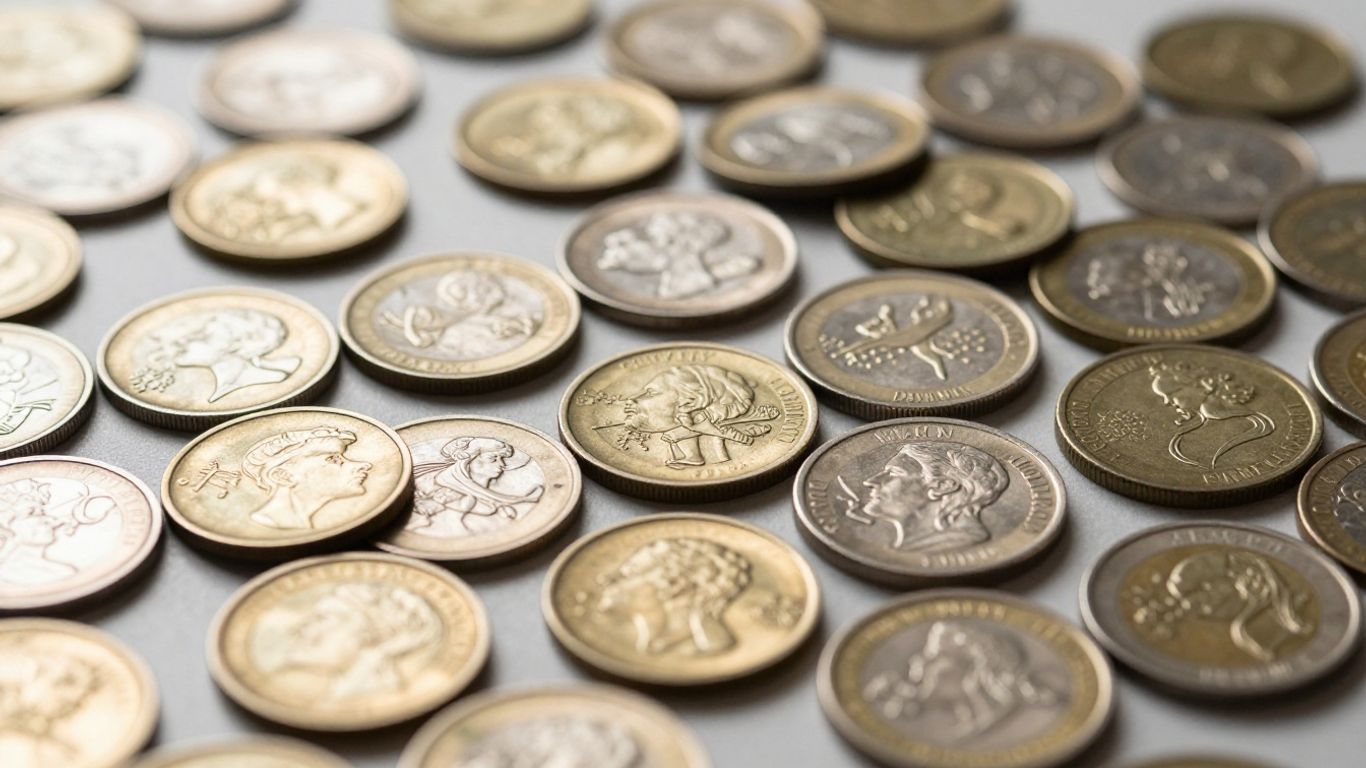 Collection of valuable gold and silver coins.