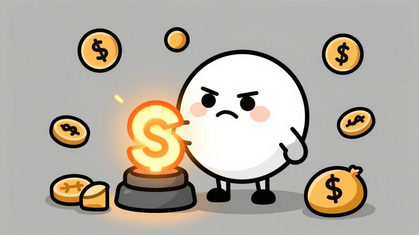 Cartoon character receiving emergency loan money.