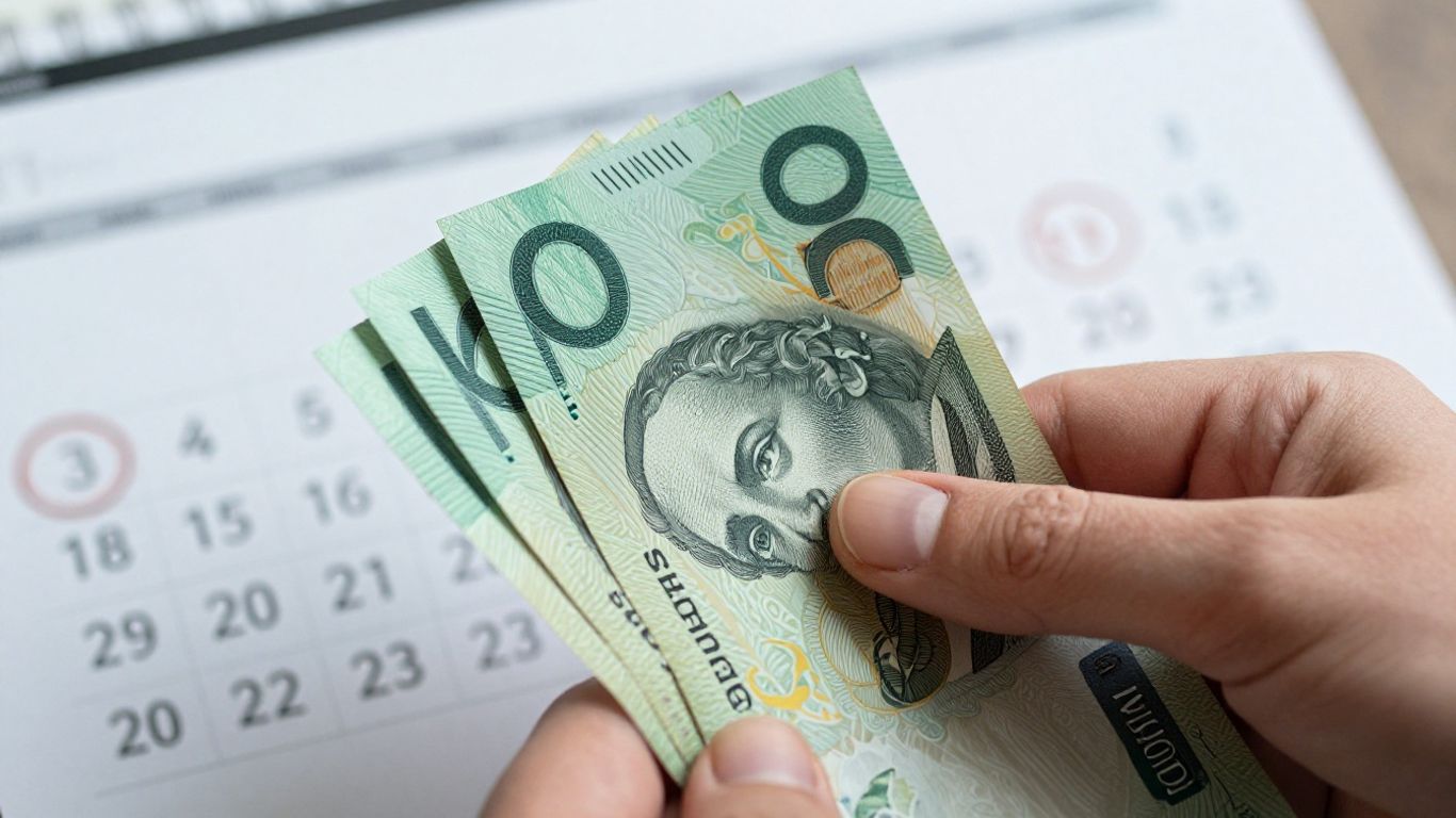 Australian dollars and a calendar.