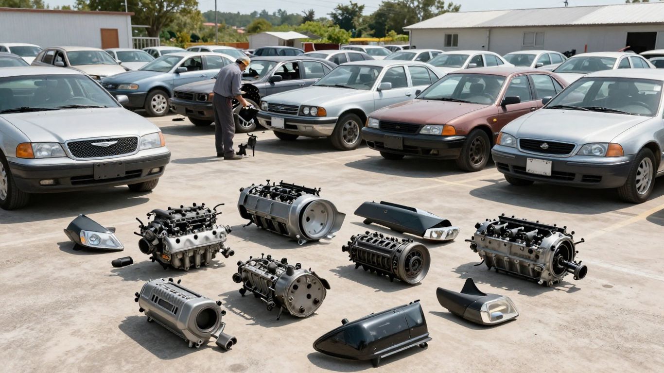 Chrysler car parts at a Gold Coast wrecking yard.
