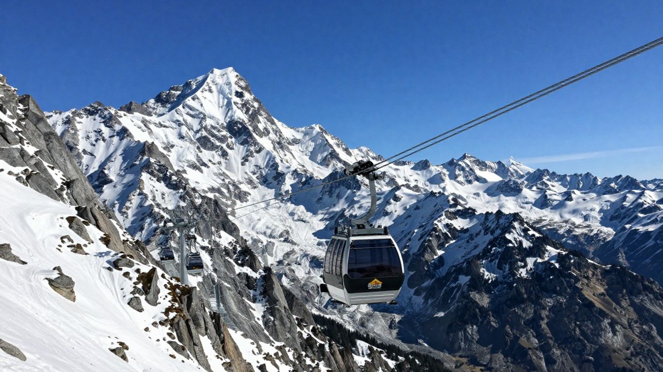 Aiguille du Midi gondola ride with stunning mountain views.