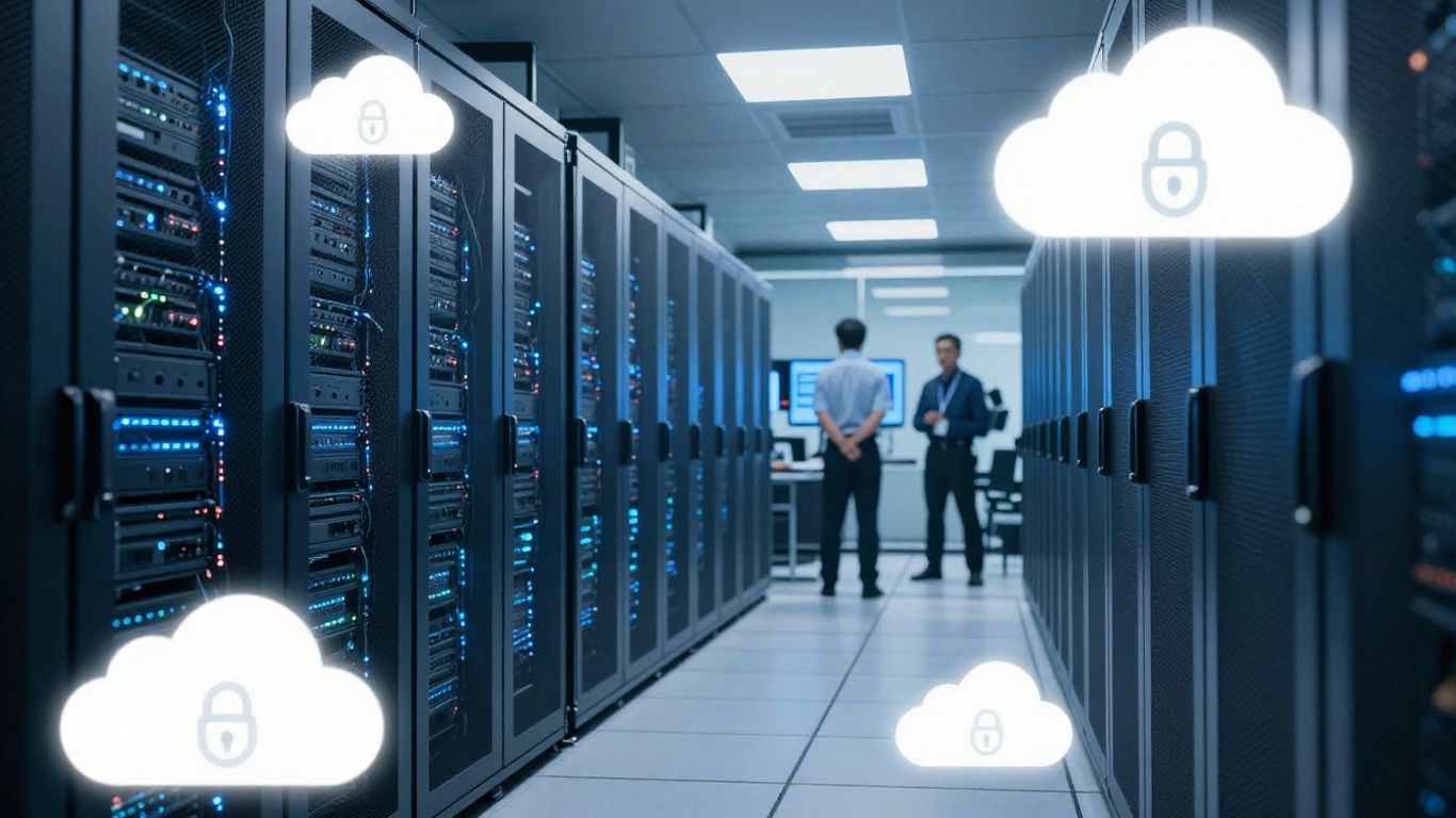 Cloud security and servers with locks in data center