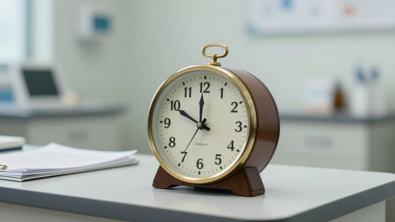 Relógio médico em cima de uma mesa