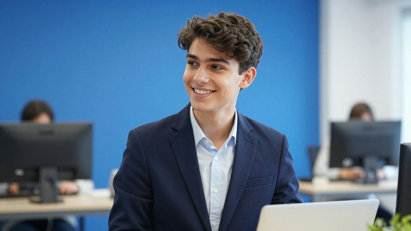 Junge Person blickt optimistisch in die Zukunft.