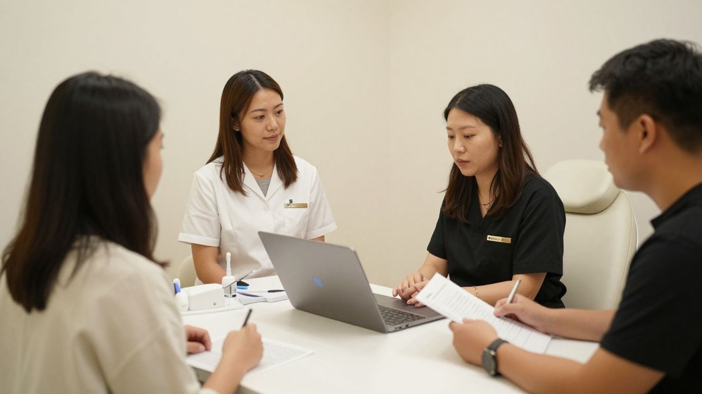 Aesthetic clinic consultation with practitioner and content creator