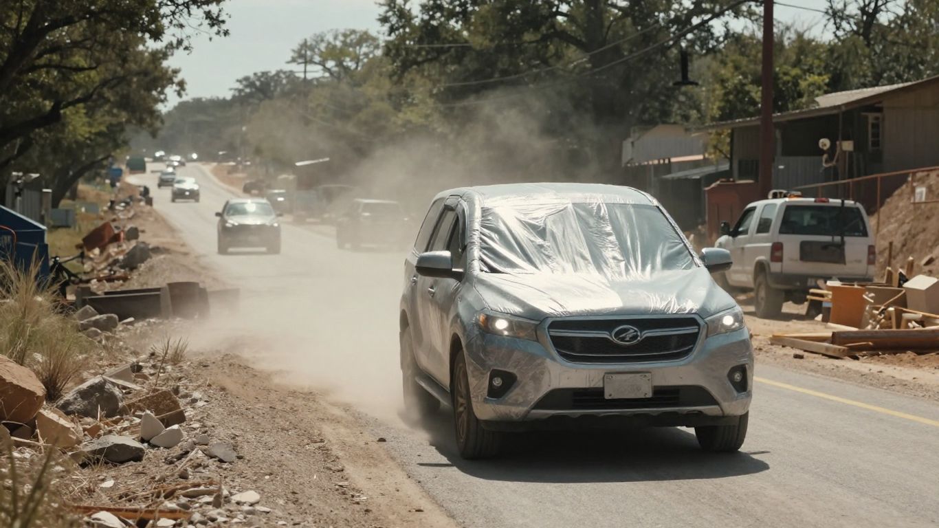 How Caliche Dust From San Antonio's Ongoing Road Construction Projects Affects Wrap Film Over Time