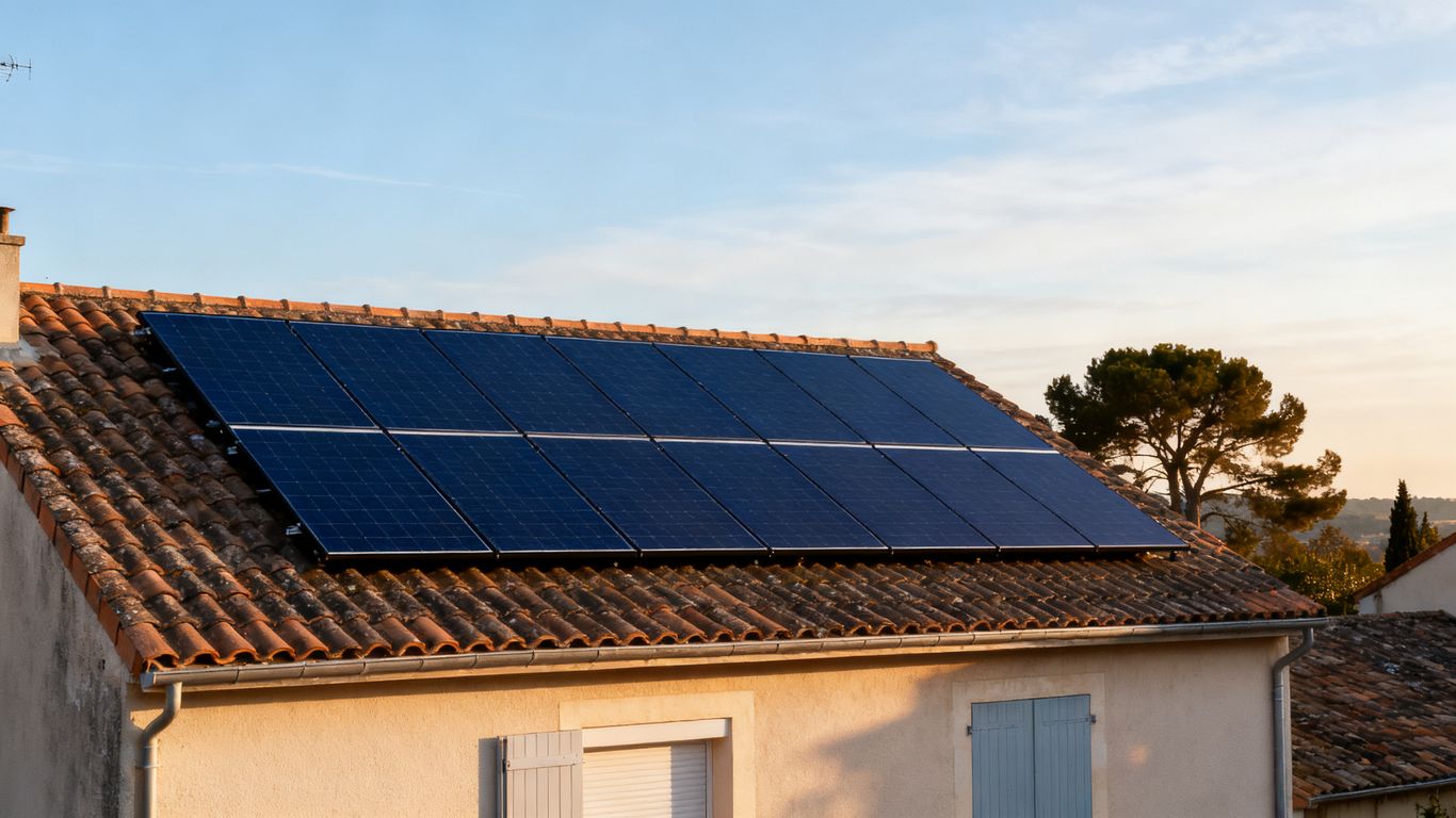 Panneaux solaires résidentiels sous un ciel lumineux