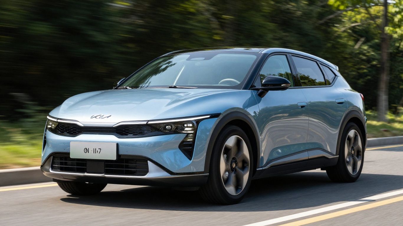 Kia EV5 electric SUV driving on a road
