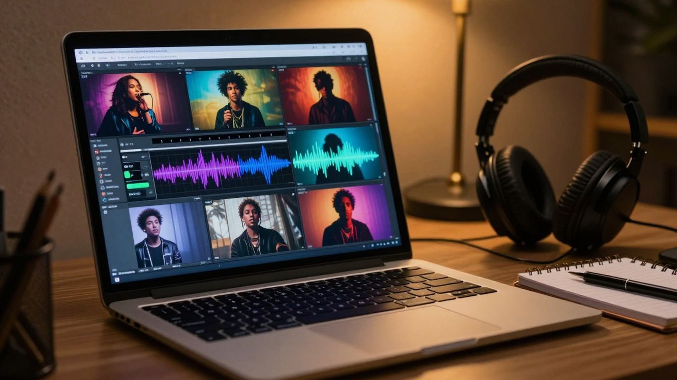 Creator reviewing synchronized music video scenes