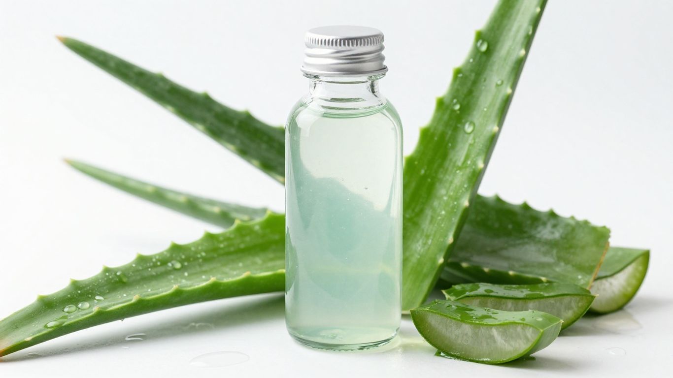 Aloe Plus Herbalife bottle with fresh aloe leaves.