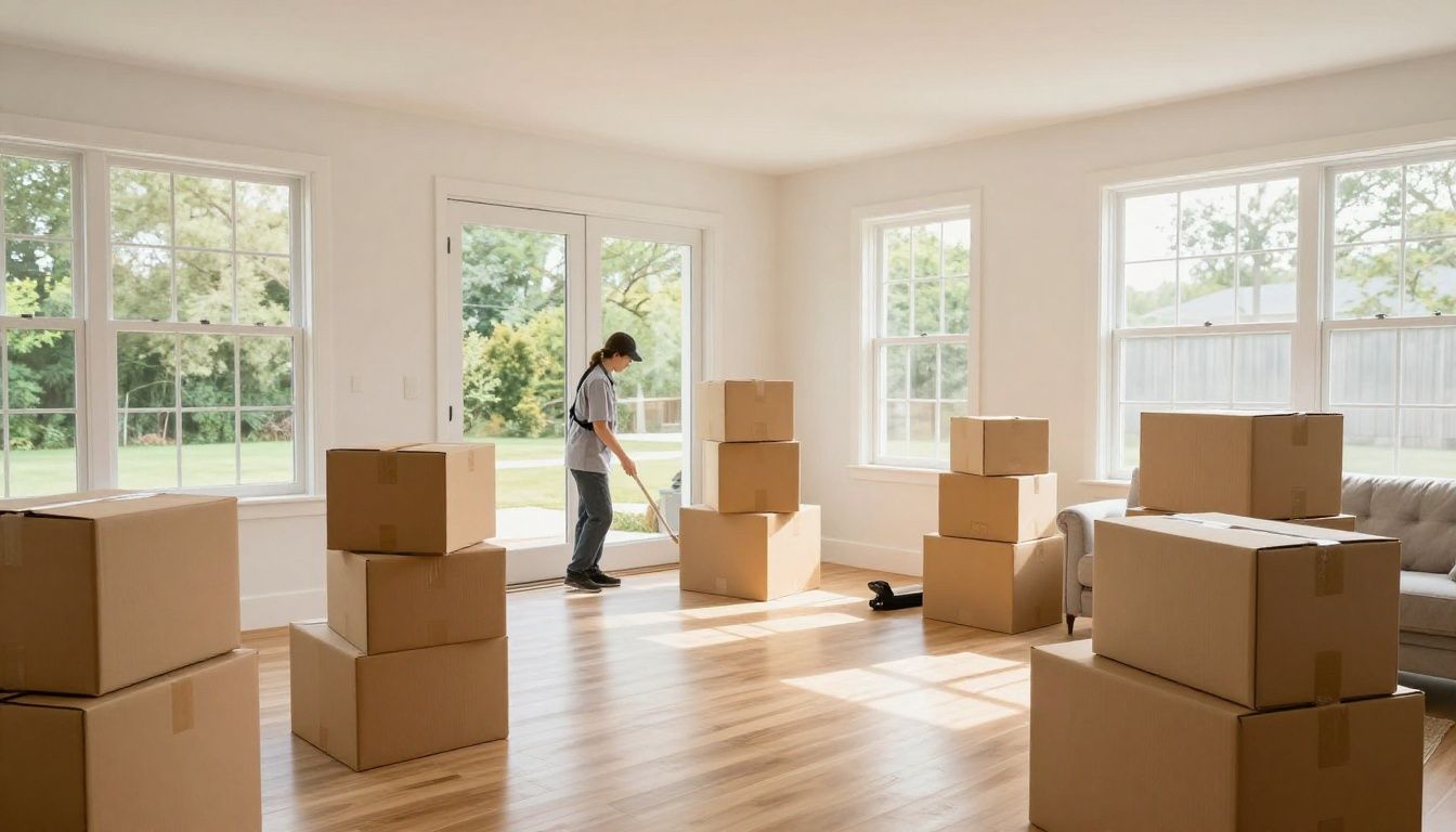 Clean, organized living area after a professional move-out deep clean