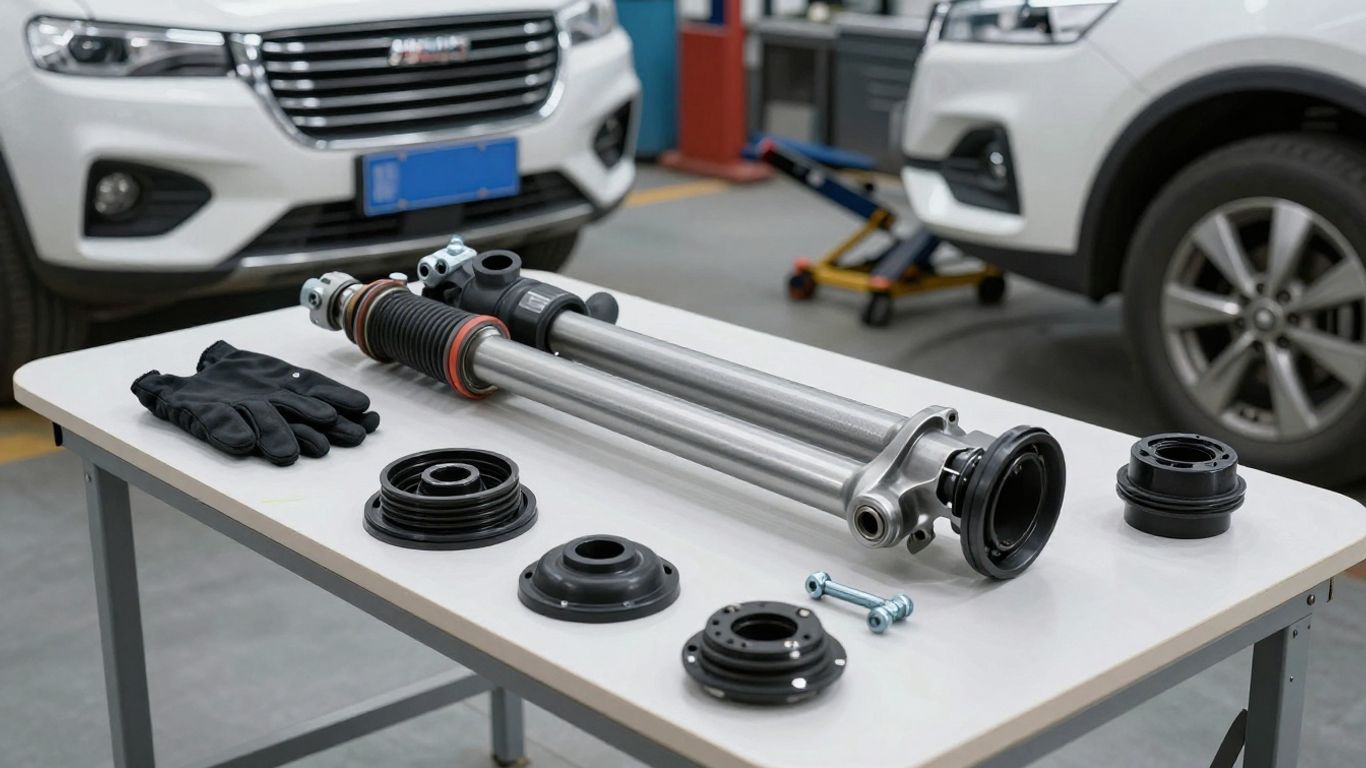 Replacement control arm beside vehicle suspension