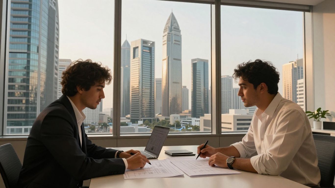 Dubai business district and project planning meeting
