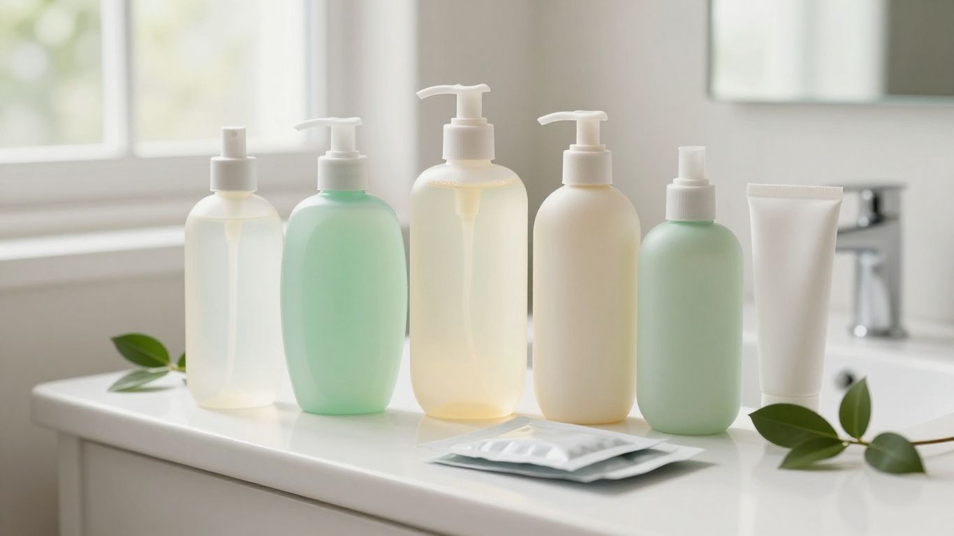 Assorted personal lubricant bottles and packets