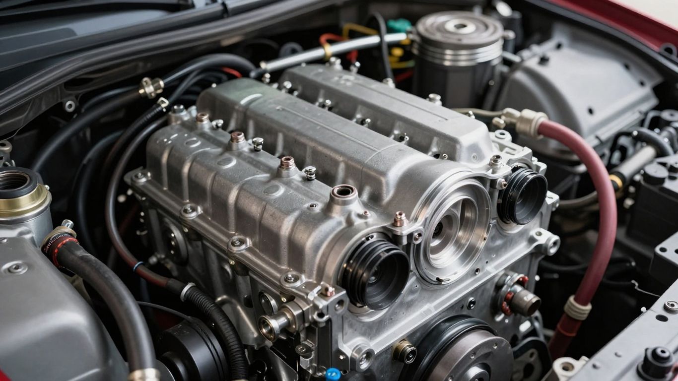 Close-up of a clean, inspected used car engine.