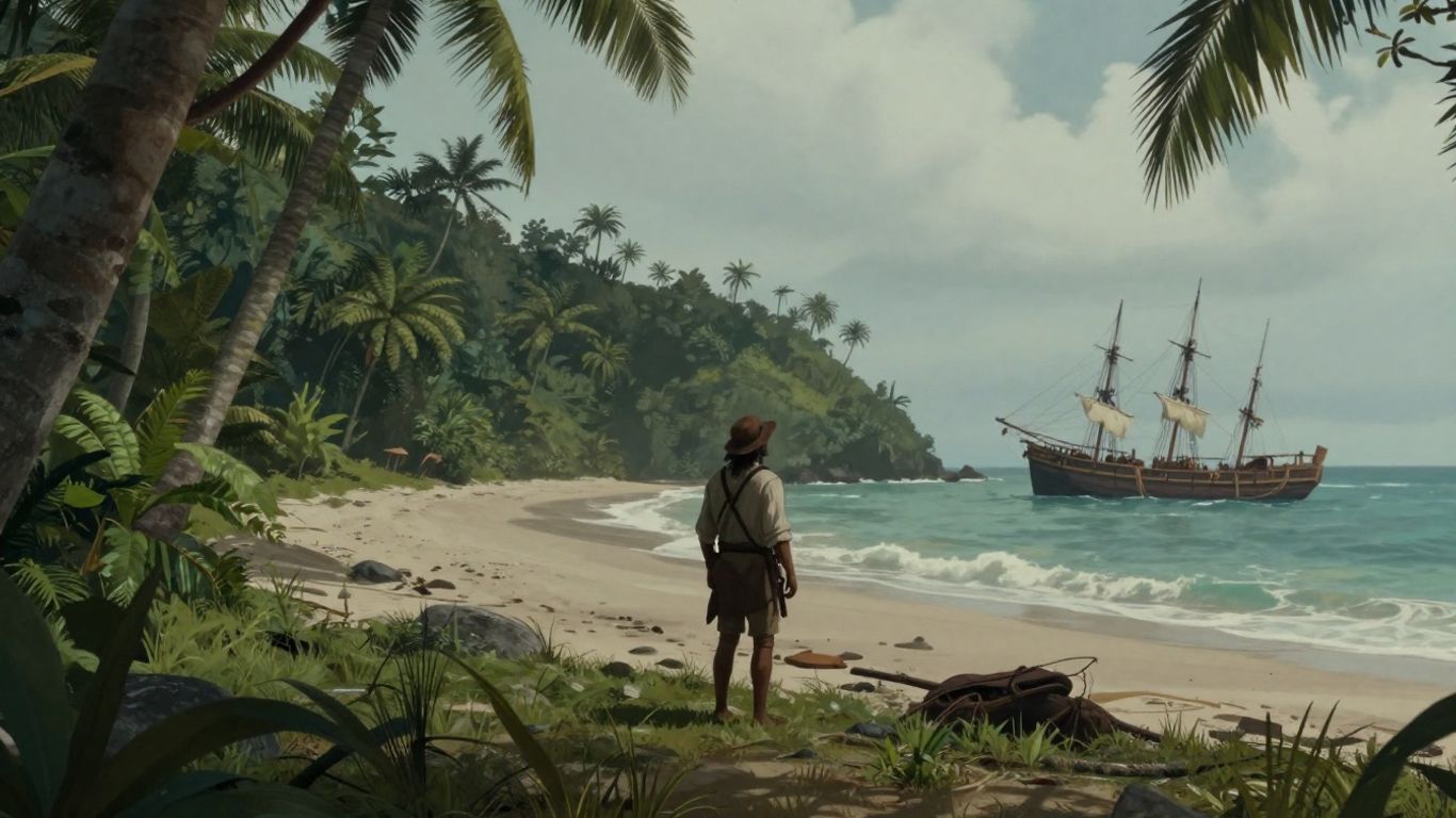 Robinson Crusoe game island survival scene