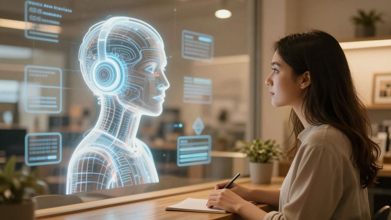 Small business owner looking at AI growth.