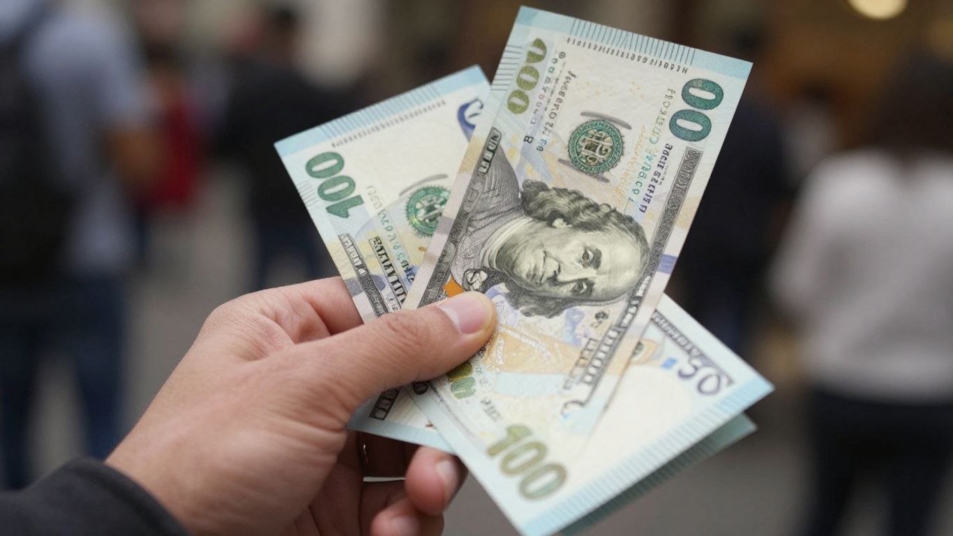 Hand holding cash, quick loan concept