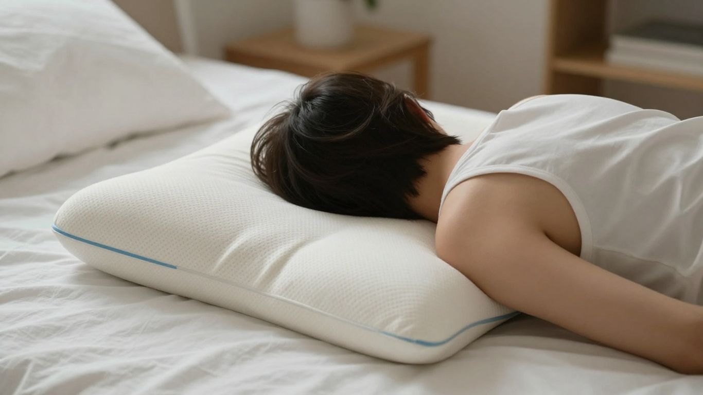 Person sleeping soundly on a supportive ergonomic pillow.