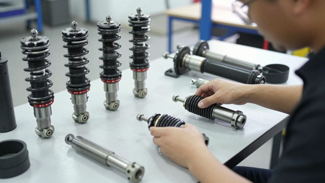 Mechanic comparing suspension components