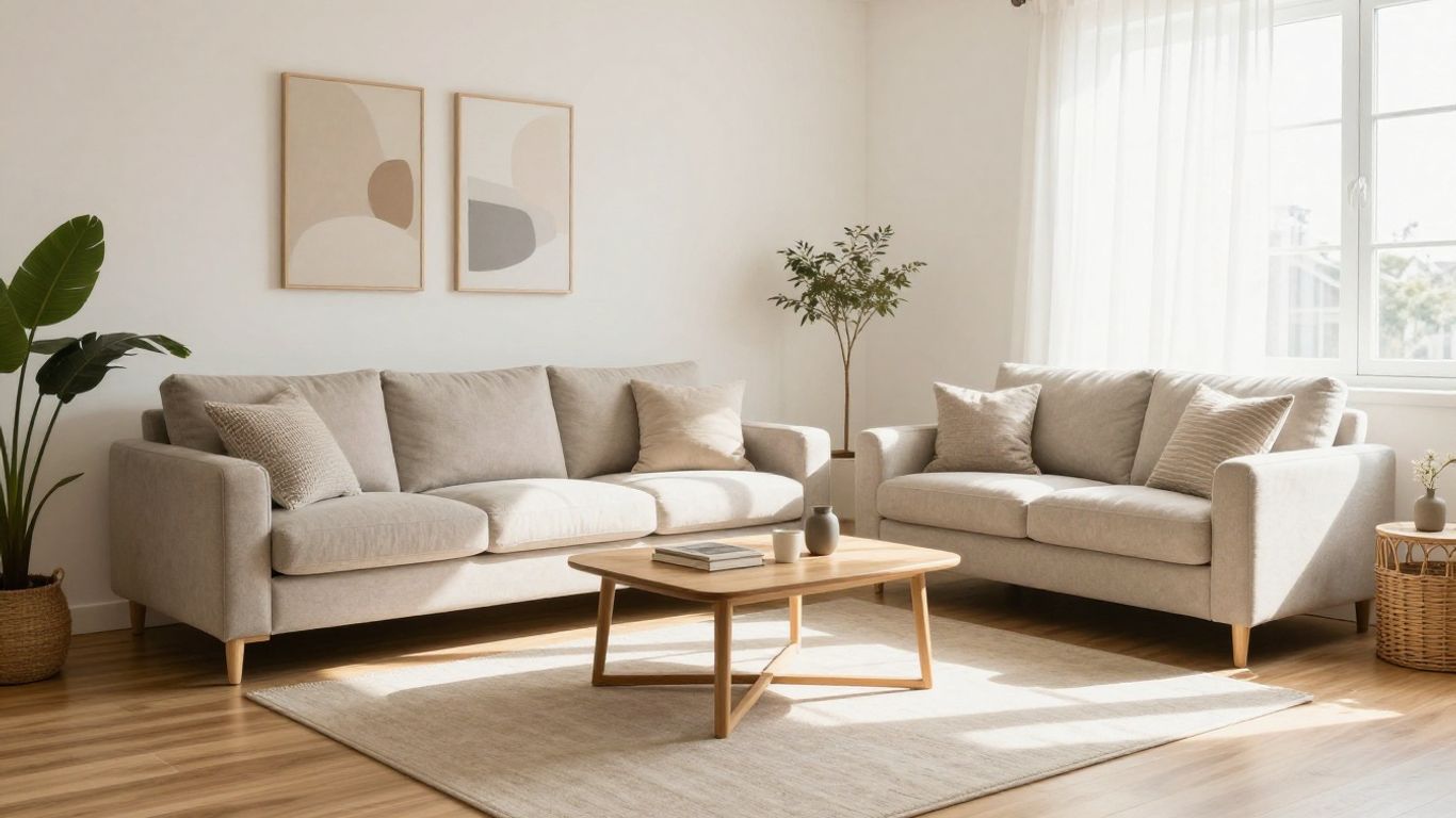 A clean modern living room staged for a house sale