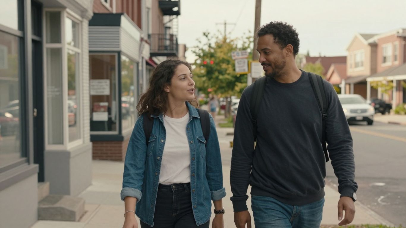 Employee and partner exploring a new neighborhood