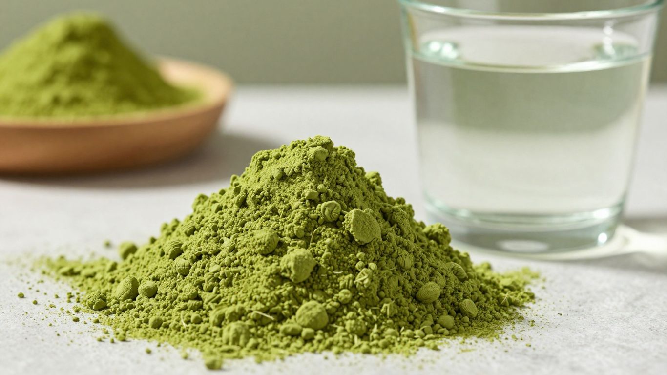 Matcha powder and water for intermittent fasting.