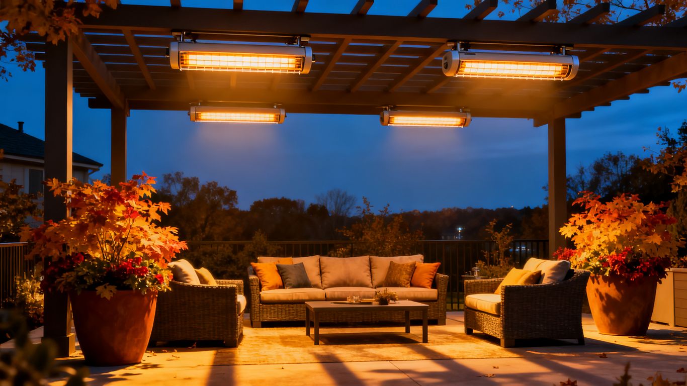 Utilisation de chauffages radiants sur une terrasse