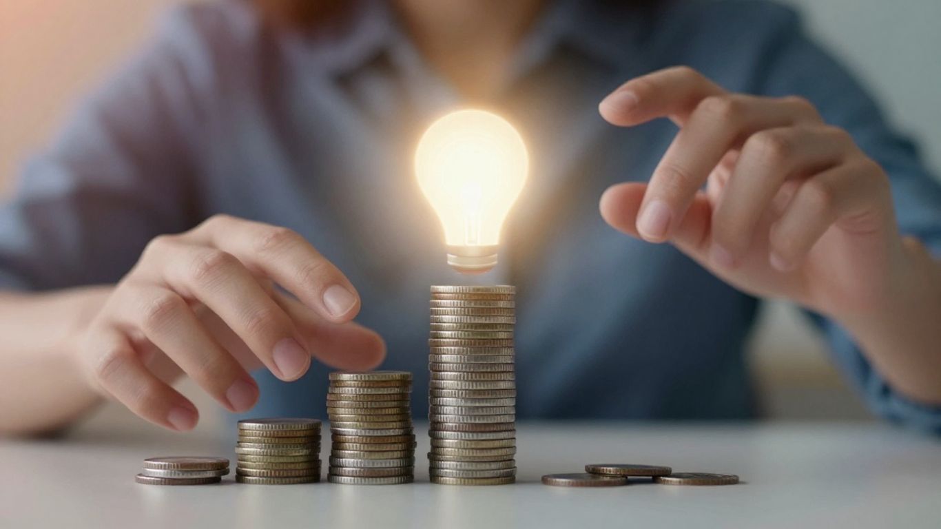 Person reaching for money and light