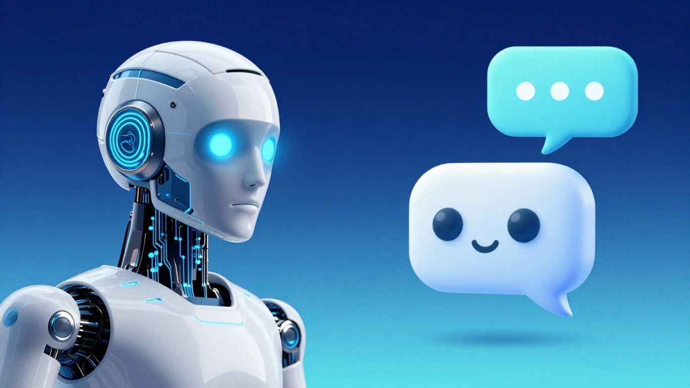 Robot head and chatbot avatar side-by-side.