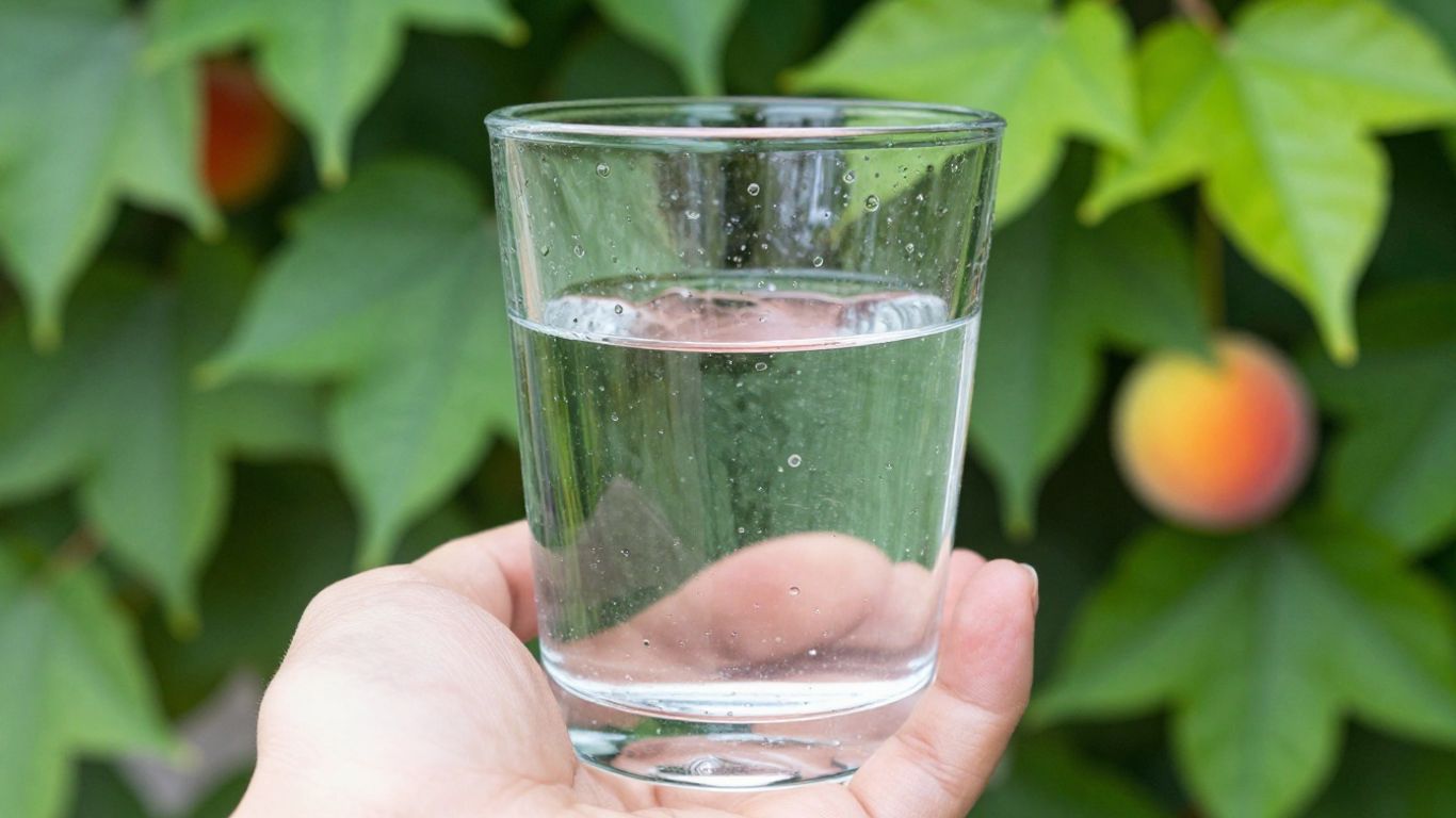 Glas Wasser und gesunde Früchte