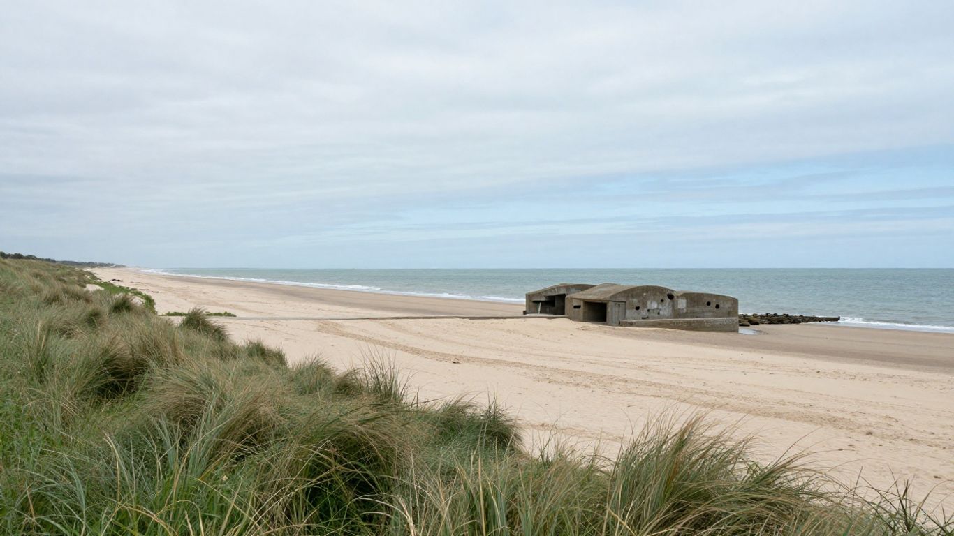 Quiet Normandy coastline near D-Day sites