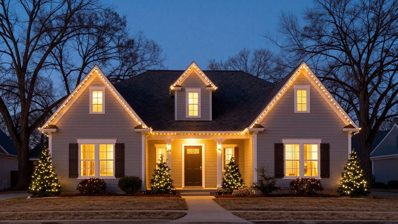 House with permanent Christmas lights in Godfrey