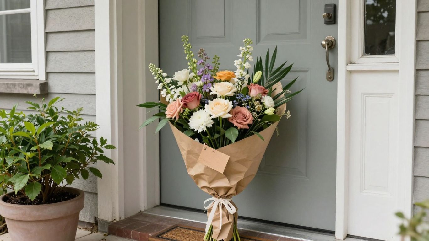 Flowers ready for delivery in a quiet home setting