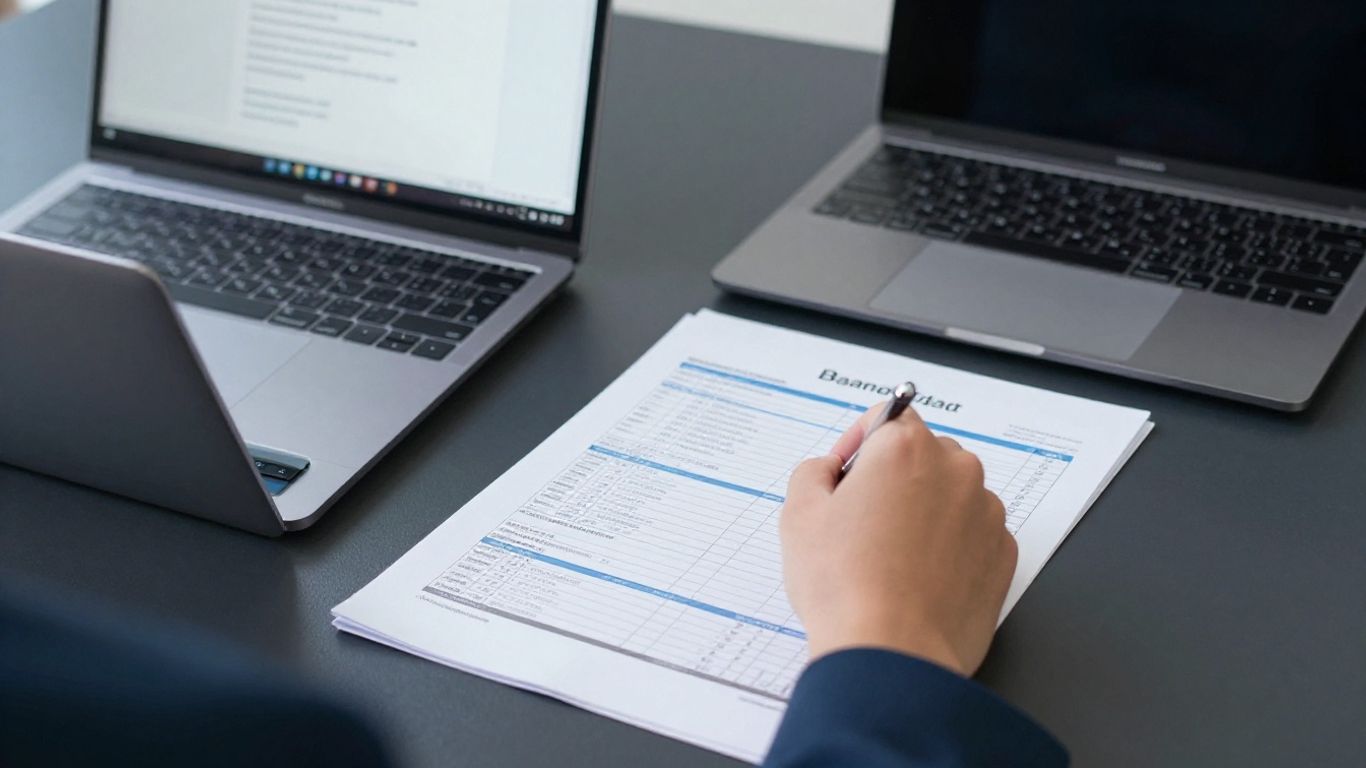 Bank statement PDF beside organized spreadsheet